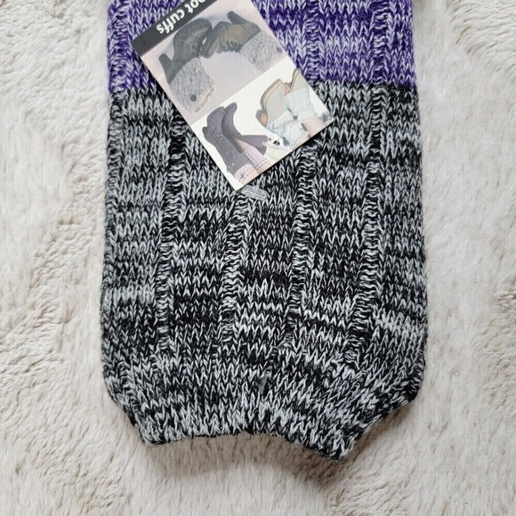 ✨️CL Xoxo Violet Gray Cream Lace Accent Ankle Boot Cuff Leg Warmers NWT OS - Picture 3 of 5